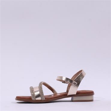 Oh My Sandals Flat Glitter Strap - Gold